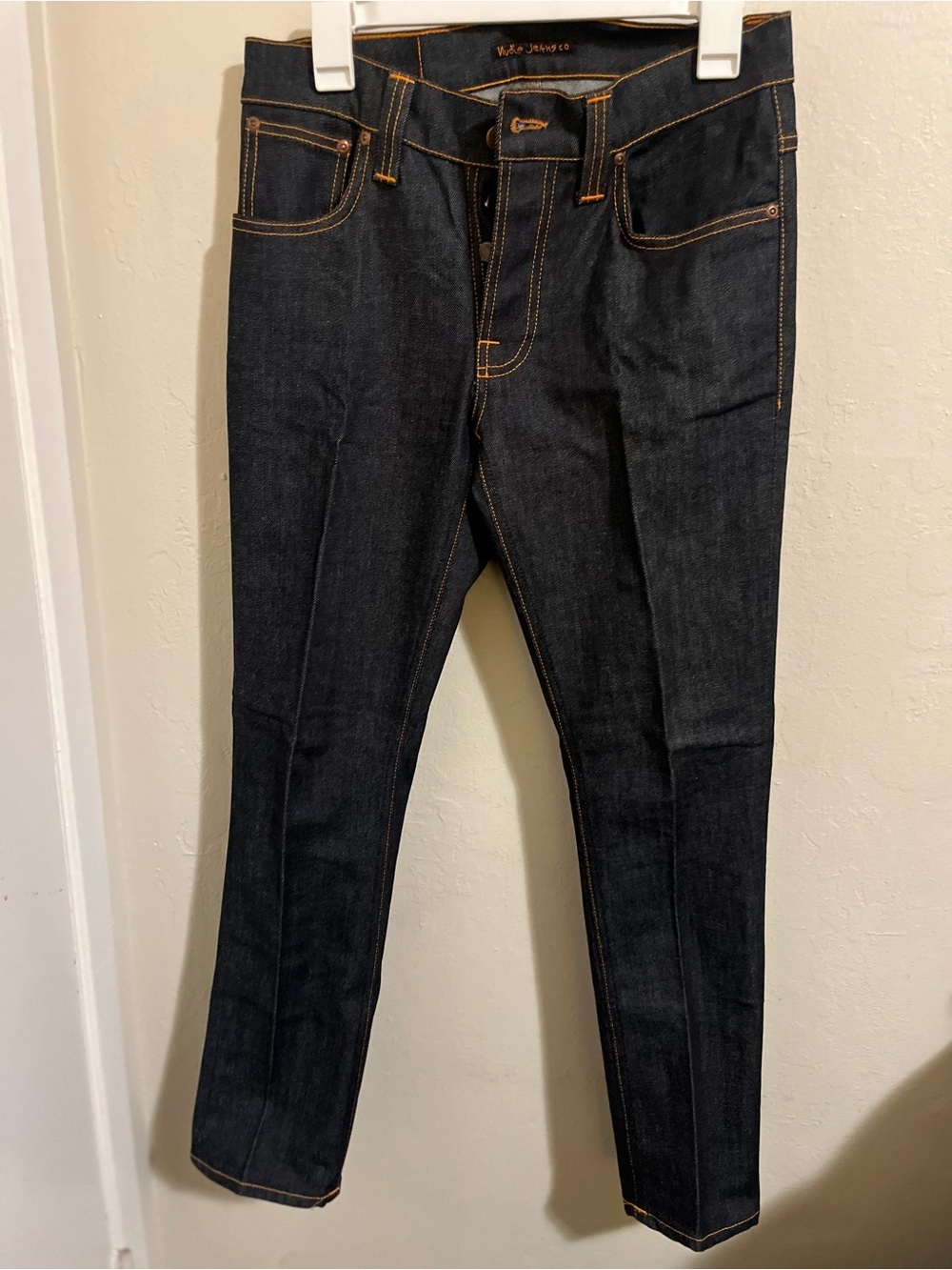 Nudie Jeans Men’s Skinny Dark Blue Denim with Contrast Stitching